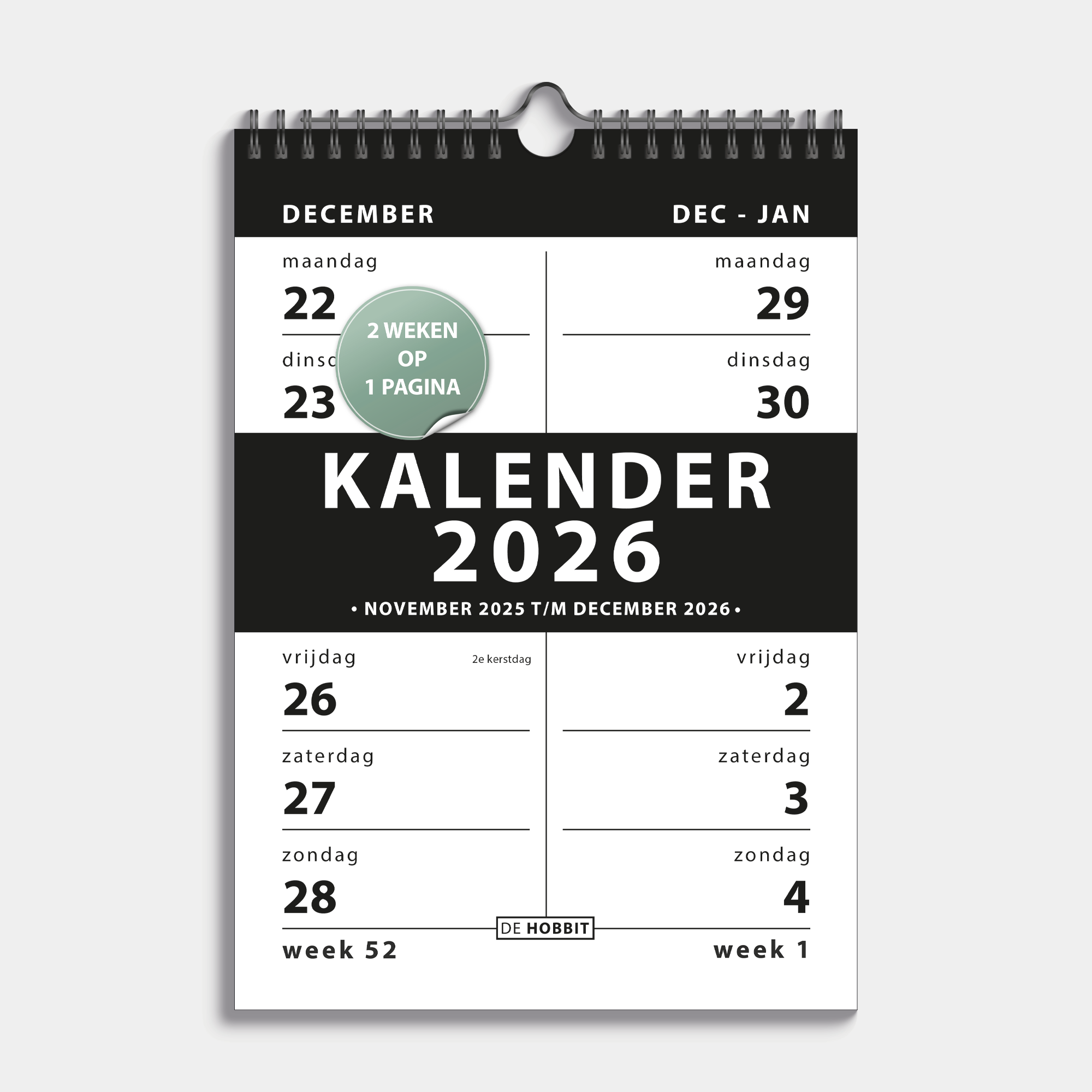 SPIRAALKALENDER 2026 2-WEEKS A4 BASIC