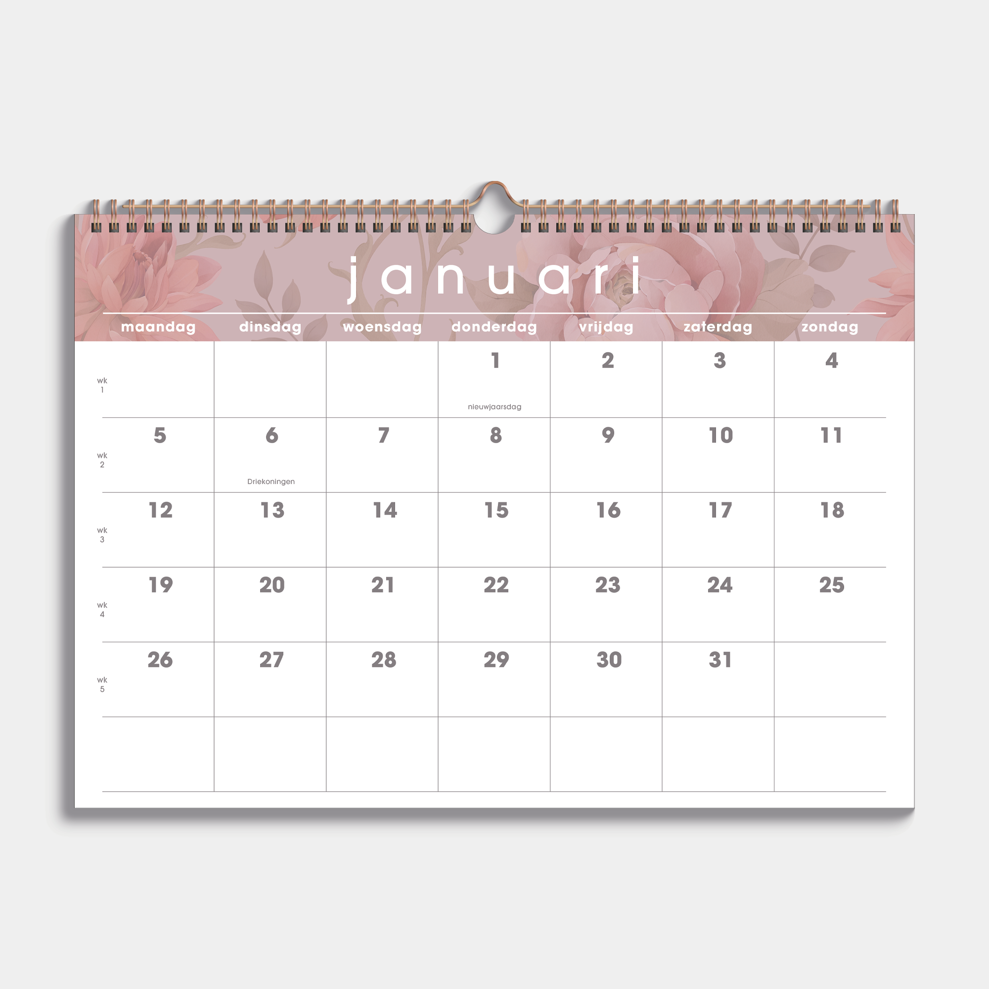MAANDKALENDER 2026 A3 VINTAGE BLOEMEN