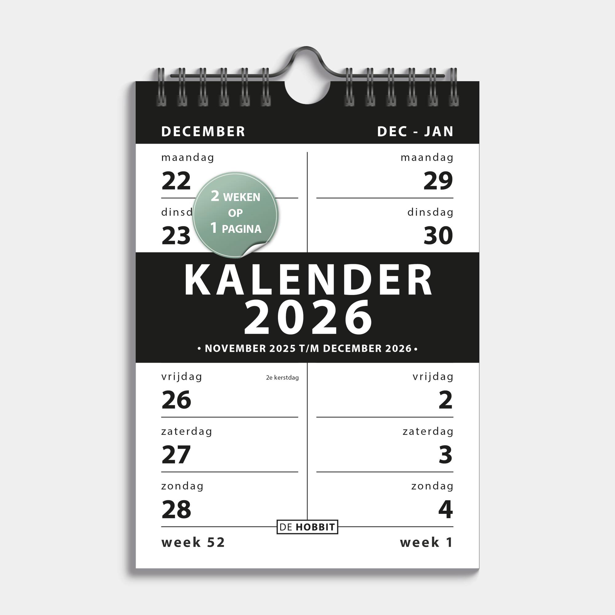 SPIRAALKALENDER 2026 2-WEEKS A5 BASIC
