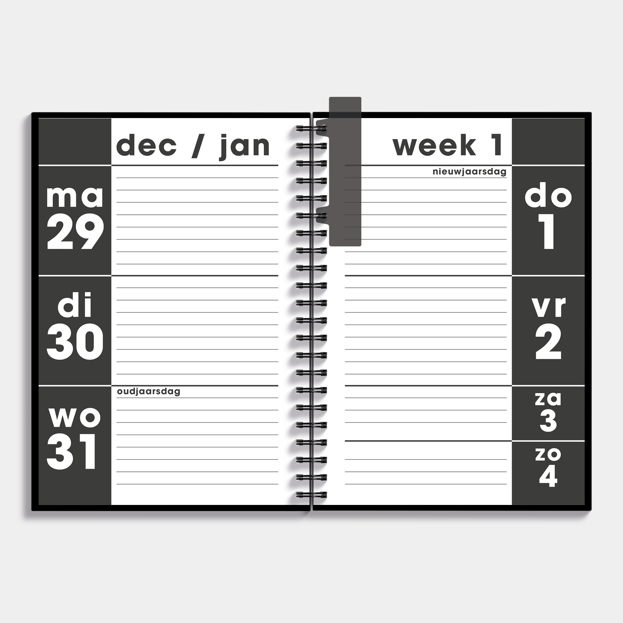 GROOTLETTER RINGBAND AGENDA 2026 A4 ZWART