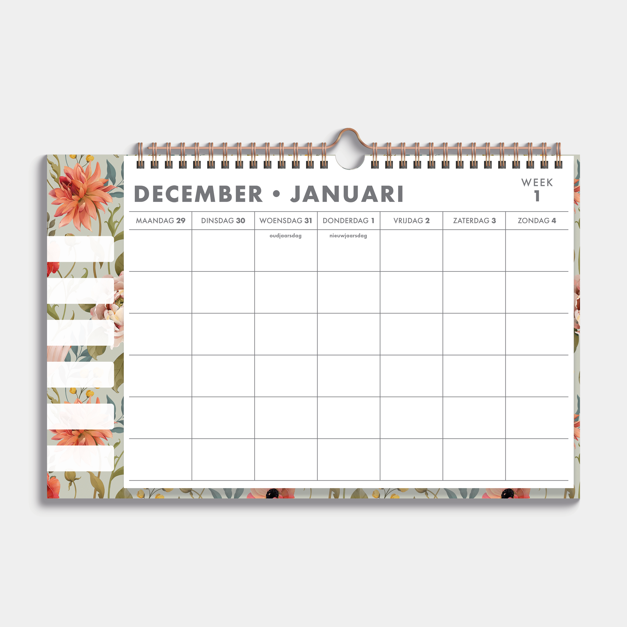 FAMILIEPLANNER 2026 A4+ VINTAGE BLOEMEN