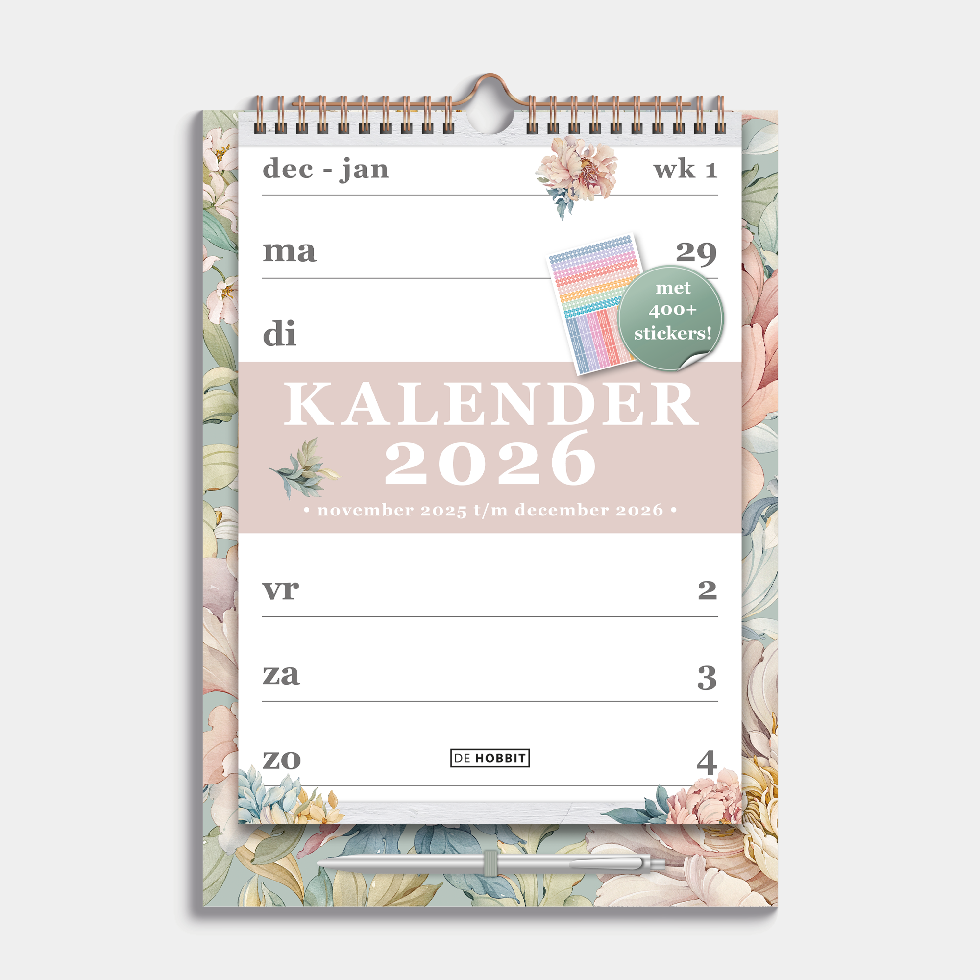 SPIRAALKALENDER 2026 A4 VINTAGE PIOENROZEN