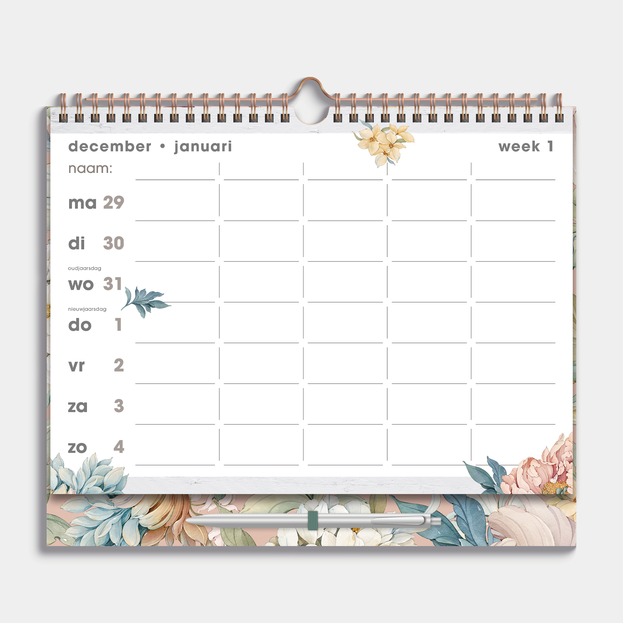 FAMILIEPLANNER 2026 A4+ VINTAGE PIOENROZEN
