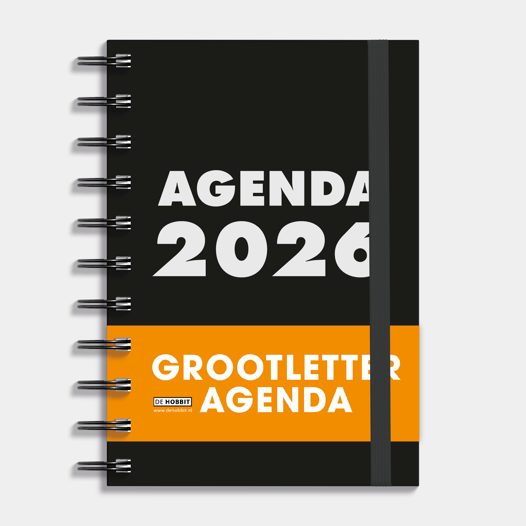 GROOTLETTER RINGBAND AGENDA 2026 A6 ZWART