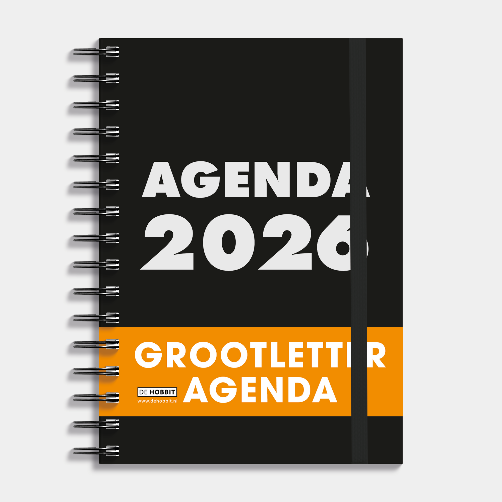 GROOTLETTER RINGBAND AGENDA 2026 A5 ZWART