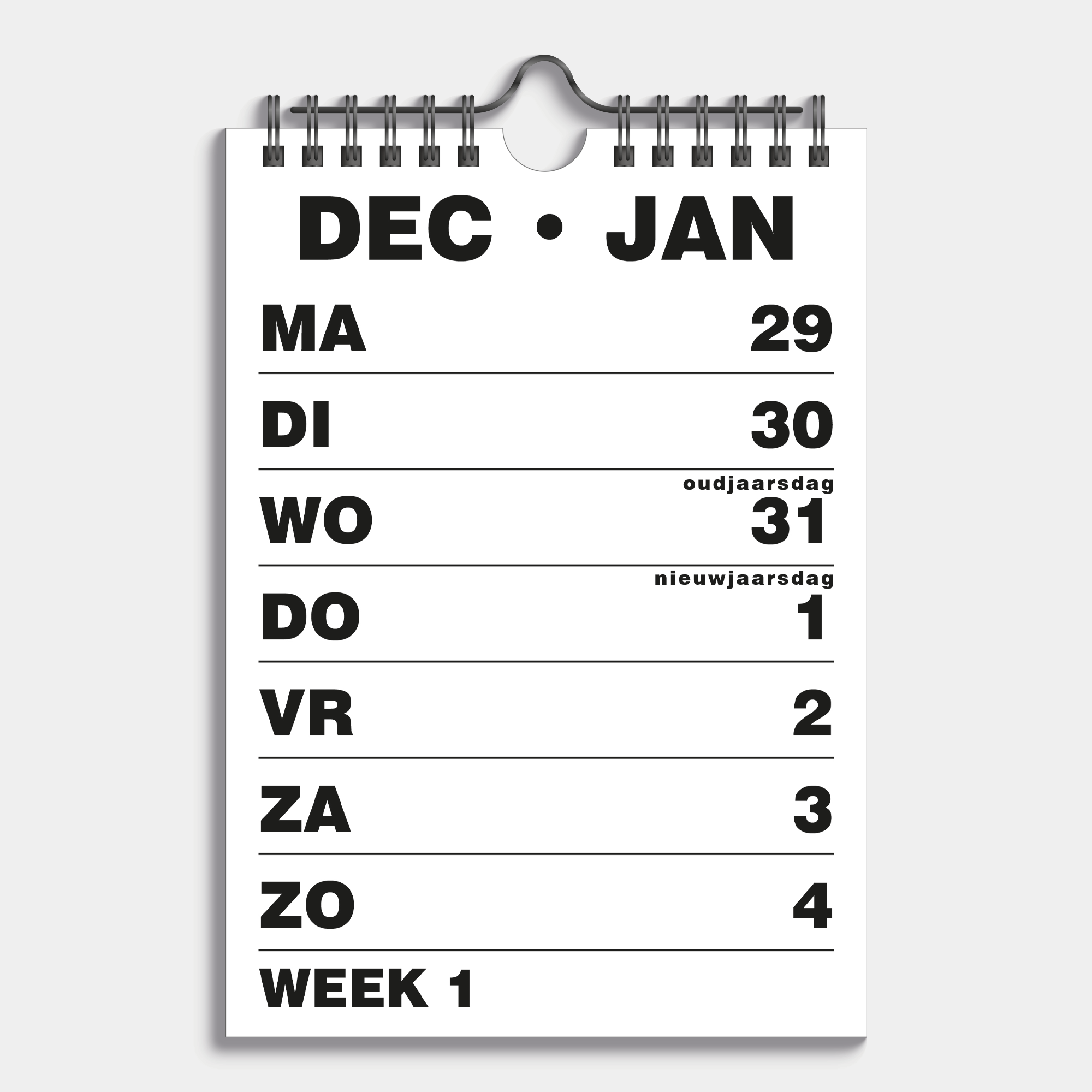 GROOTLETTER WEEKKALENDER 2026 A5